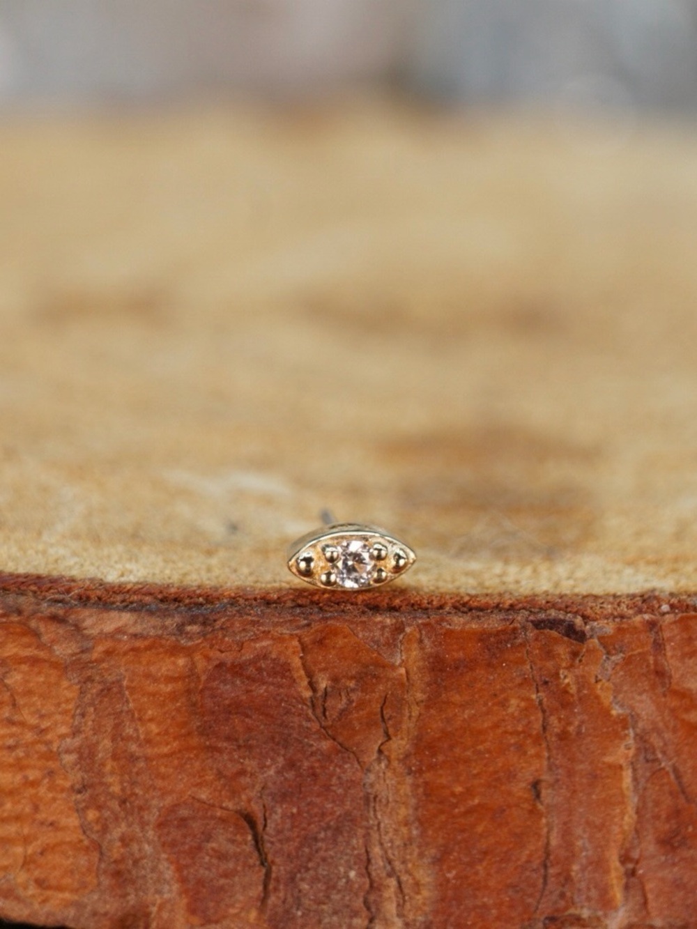 Delicate Evil Eye - Threadless End Stud Earring | - 14k solid gold & CZ